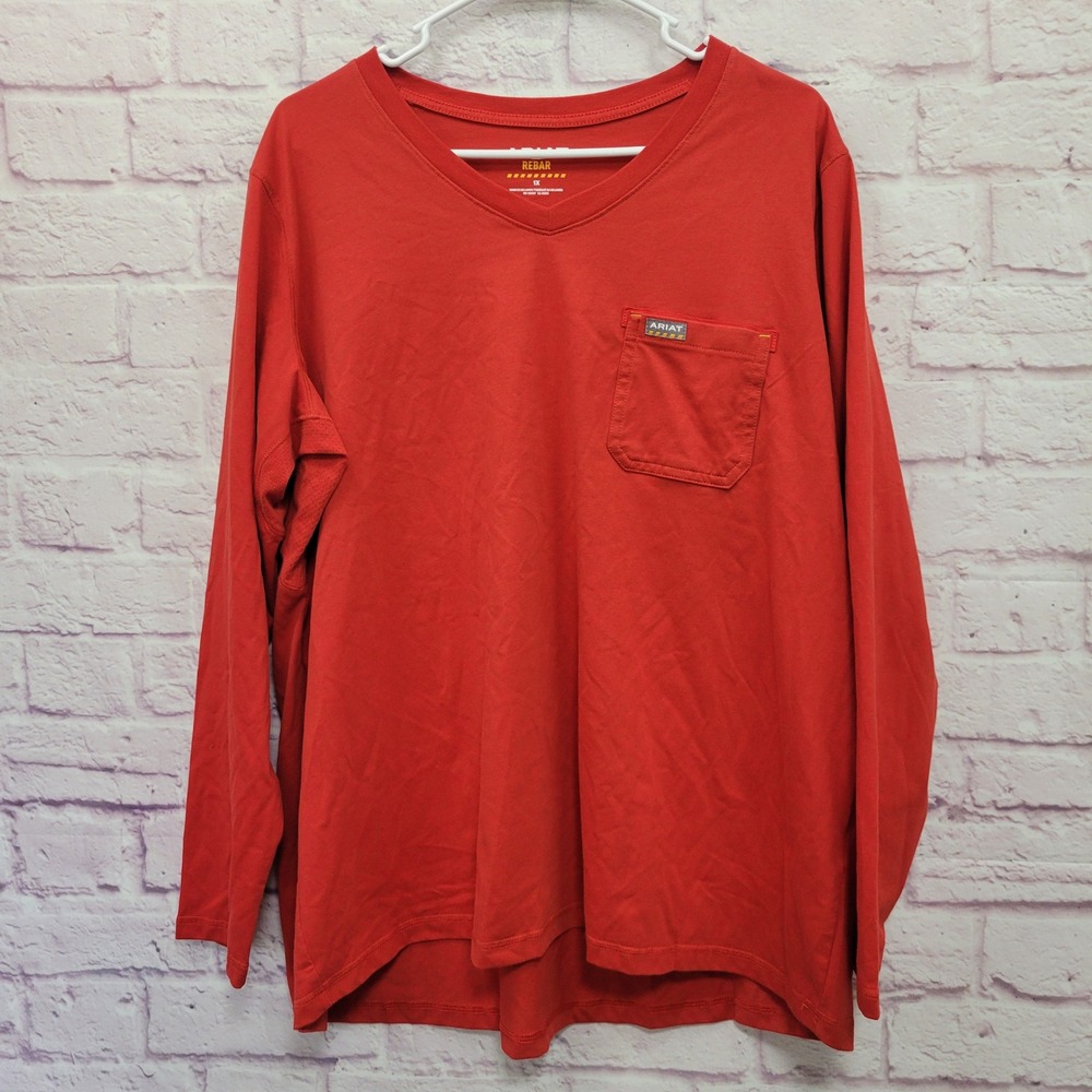 Ariat Rebar Red Graphic Pocket Work Shirt Womens 1X Long Sleeve Gorpcore Utility